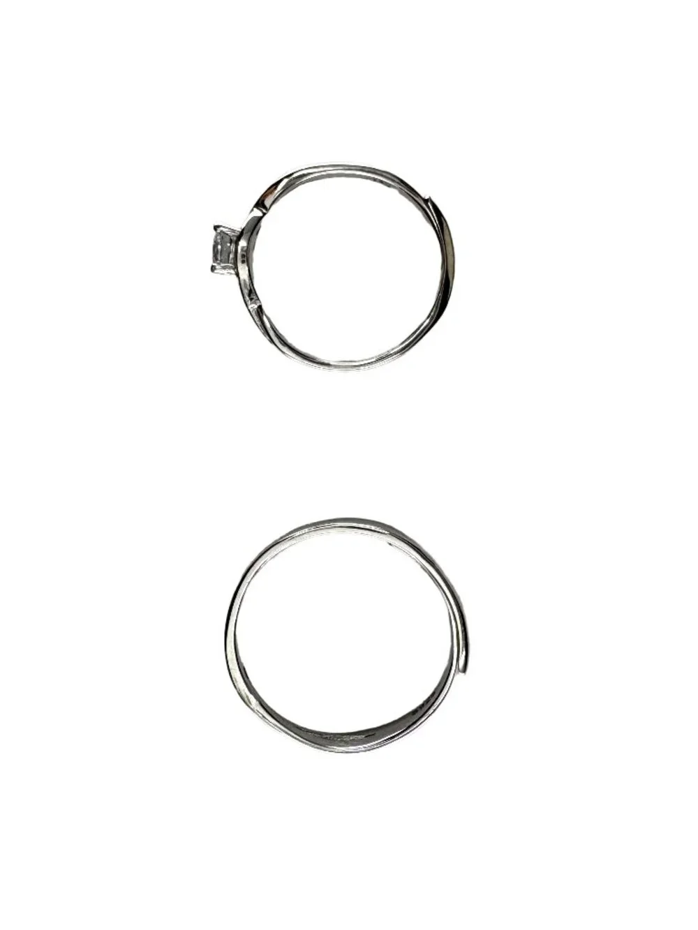 Solid 925 Sterling Silver Matching Couple Rings Set Adjustable His & Her